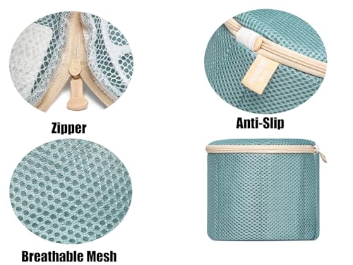 2 Pack Bra Laundry Bags for Washing Machine, Delicate Underwear Wash Bags with Anti-Deformation Structure & Fixed Friction Plates