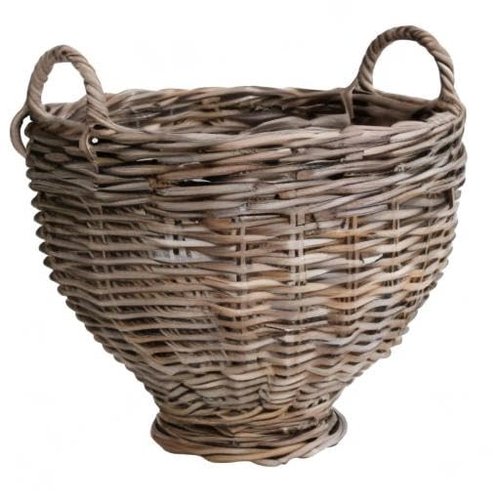 Creative Co-Op Round Woven Rattan Footed Basket Storage, Natural