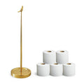 Toilet Paper Holder Stand for 4 Paper Rolls, Bird Style Freestanding TP Holder, Roll Holder Storage - Gold