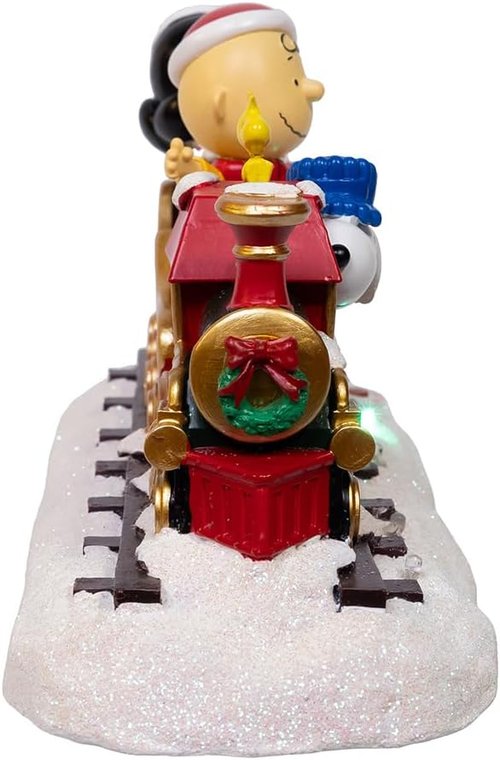 Kurt Adler Battery Operated Peanuts Musical Train | Festive Table Décor for Holiday Cheer