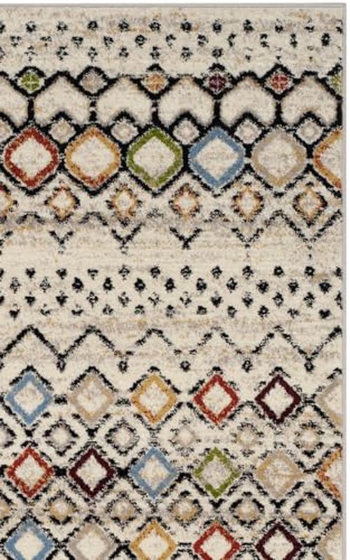 SAFAVIEH Amsterdam Collection Accent Rug - 2'3" x 4', Ivory & Multi, Moroccan Boho Design, Non-Shedding & Easy Care, Ideal for High Traffic Areas in Entryway, Living Room, Bedroom (AMS108K)