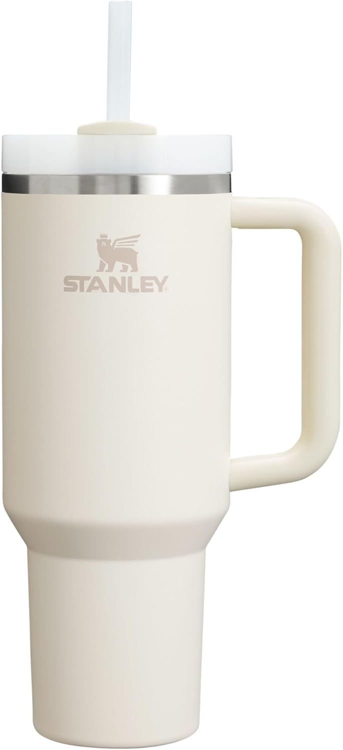 STANLEY Quencher H2.0 Tumbler - 40 oz Insulated Stainless Steel Cup with Handle & Straw | BPA-Free Cream 2.0