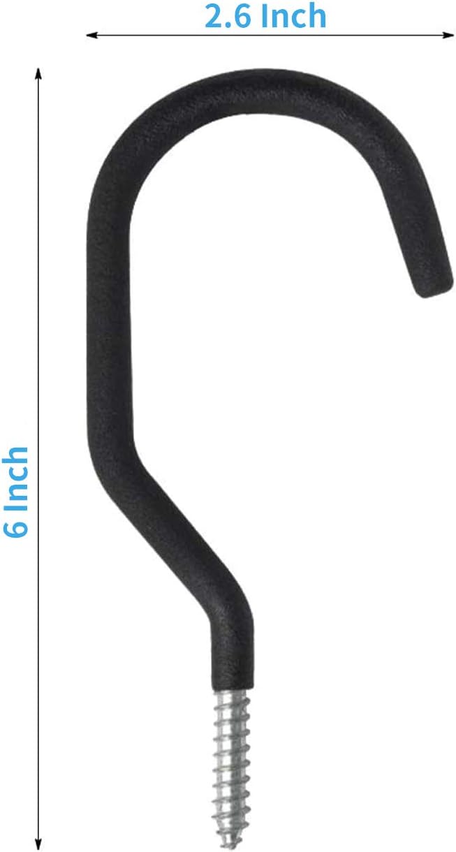 SMARTOLOGY Bike Hanger Storage Hooks - Heavy Duty Rubber Coated Ceiling Rack for Garage | 8 Pack (Black)