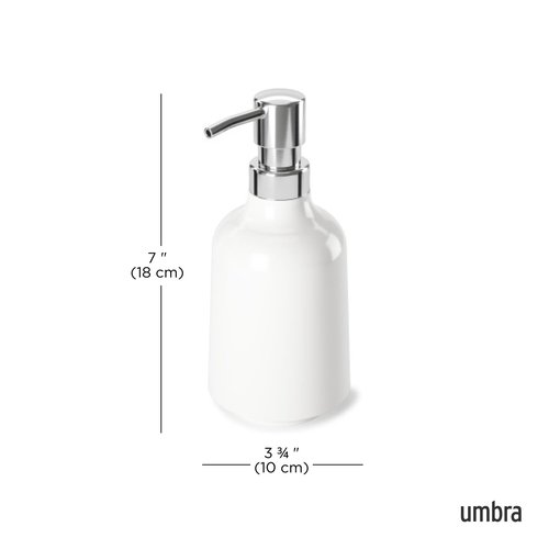 Umbra Step 13 oz (384 ml) Liquid Soap Pump Dispenser, Also Works with Hand Sanitizer, Easy to Refill, White