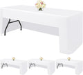 Skiennix 4-Pack White Fitted Tablecloths - Washable Polyester for 6-Foot Rectangle Tables (72" x 30")