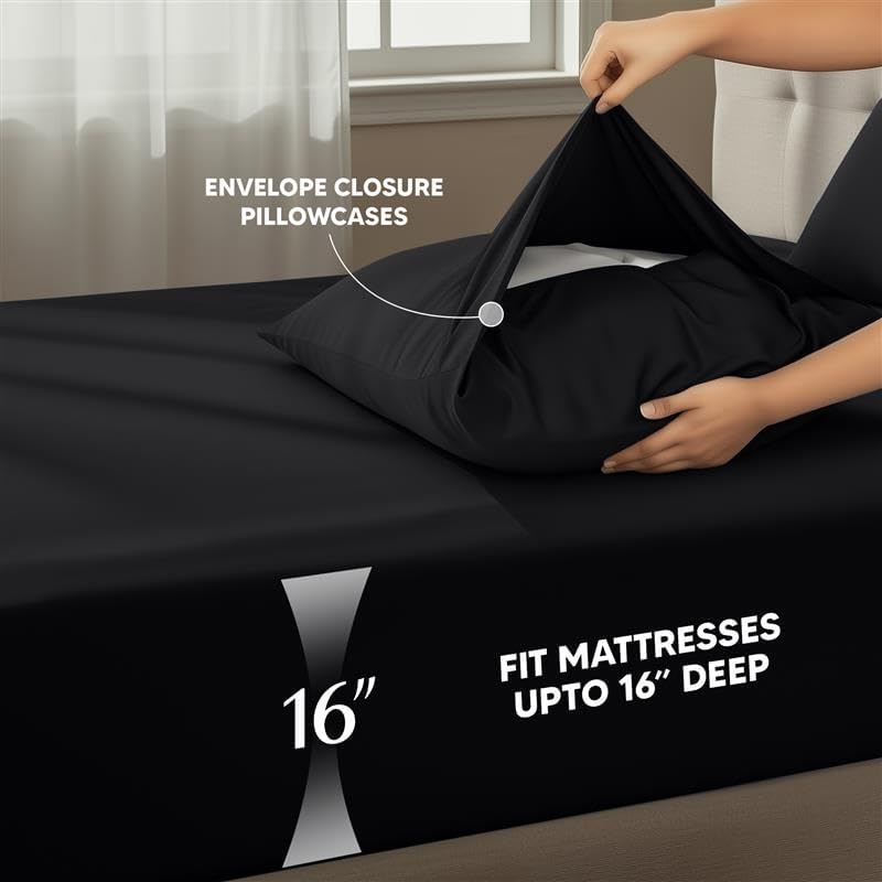 Utopia Bedding Twin XL Sheet Set - Soft Microfiber 3-Piece Bed Sheets in Black | Oeko-Tex Certified