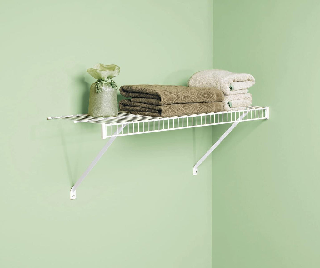 Rubbermaid Direct Wall Shelf - 3 Ft. Wide Wire Shelving Organizer with Mounting Hardware | White for Home & Laundry