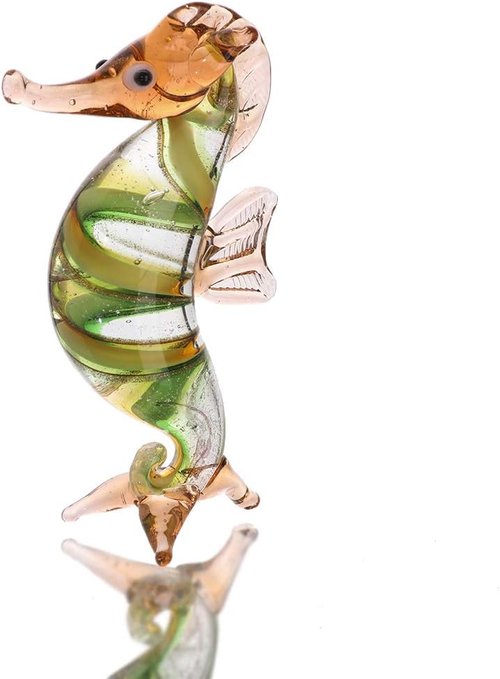 HDCRYSTALGIFTS Seahorse Glass Figurine - Handmade Miniature Ocean Decor Collectible Gift (3 Inch)