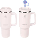 ICEWATER 40 oz Insulated Tumbler - 100% Leak Proof with 2 Lids & Handle | Rose Quartz Color