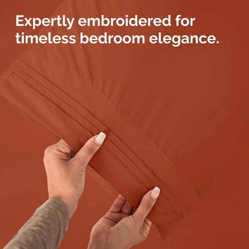 King Standard Pillow Cases - Soft Hotel Quality Pillowcase Covers - Comfy & Machine Washable - 4 Piece Set in Terracotta