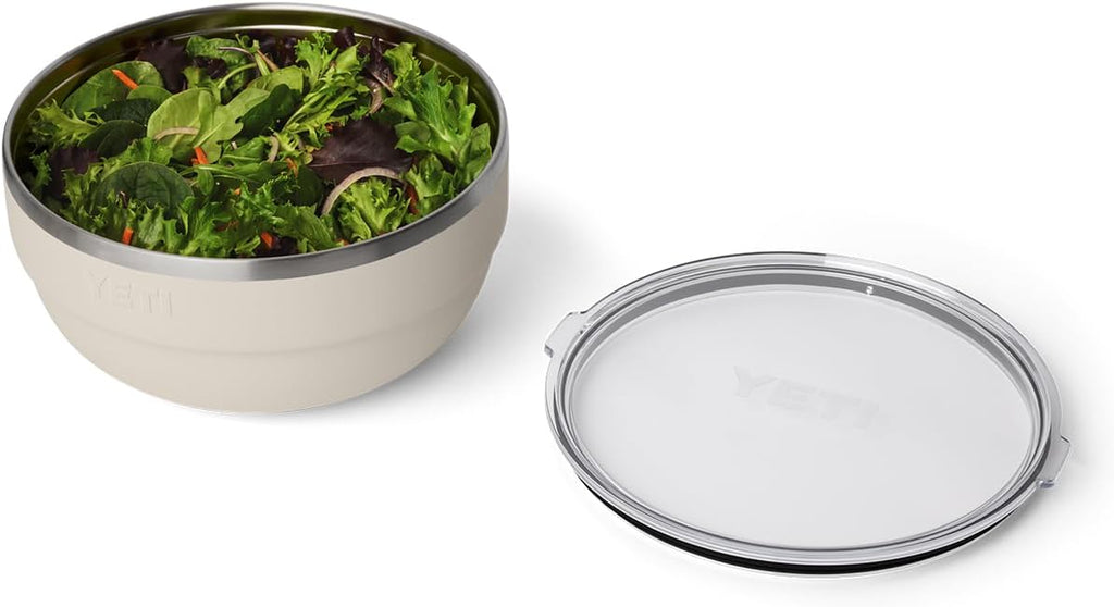 YETI Rambler Bowl, Vacuum Insulated, Stackable and Nestable Stainless Steel Bowl with Lid, 4.5 Quart, Cape Taupe