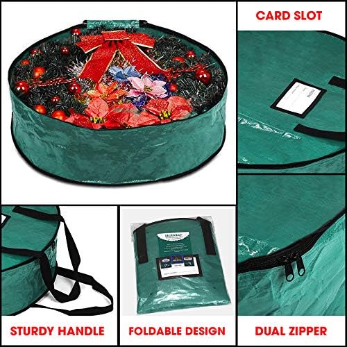 ProPik Christmas Wreath Storage Bag - Heavy-Duty Tear Resistant Holiday Container | 30” X 8” (Green)