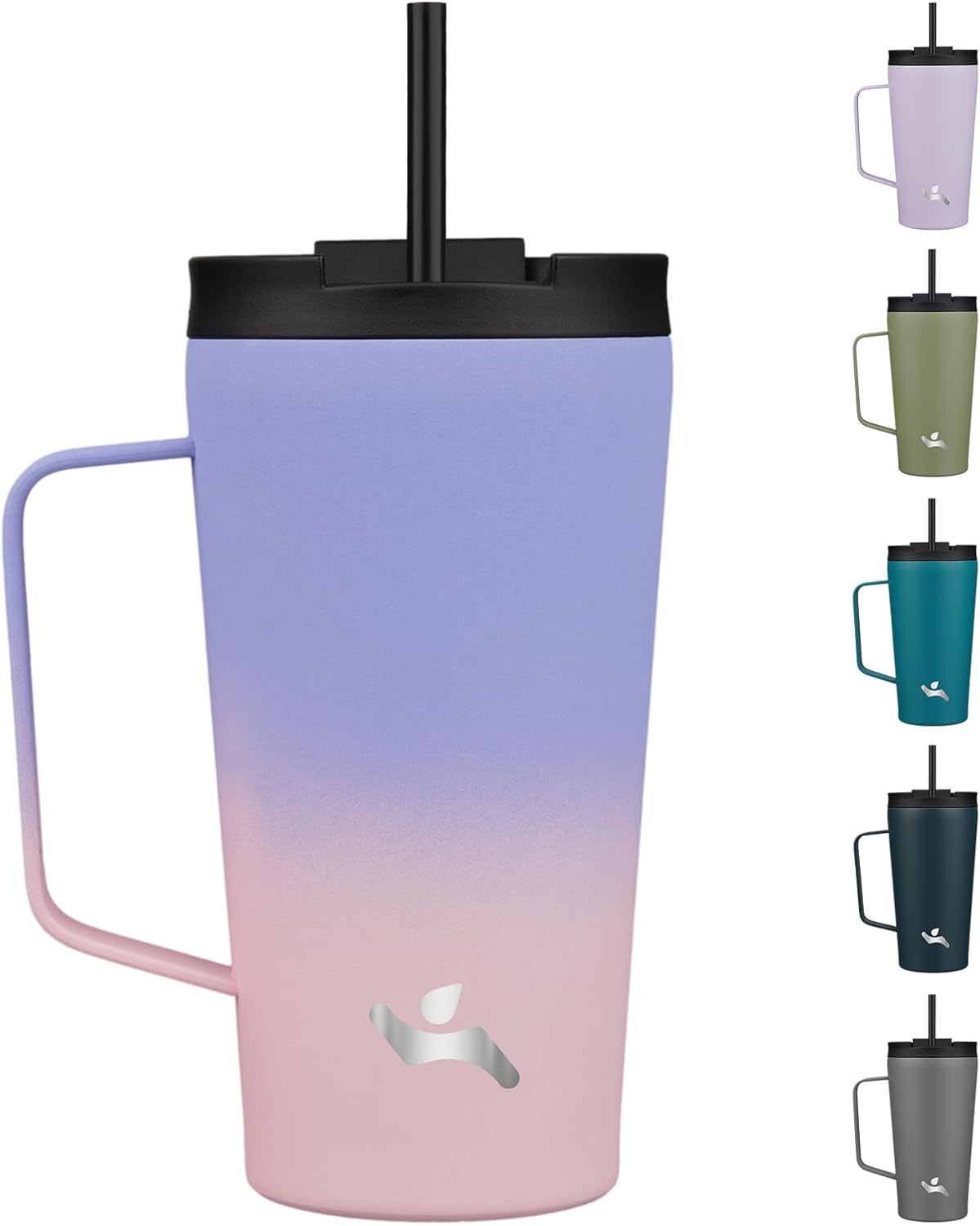 Skiennix Insulated Tumbler - 18 OZ Stainless Steel Travel Mug with Handle & Straw | Pastel Sunset