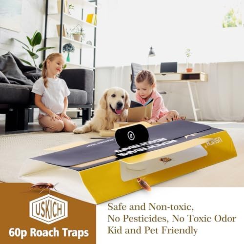 Skiennix Roach Traps - 20 Pack Indoor Cockroach Glue Traps | Safe for Kids & Pets