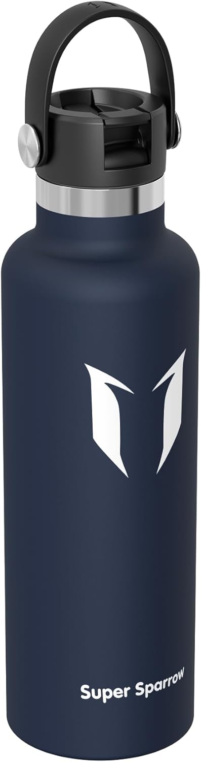 Super Sparrow Insulated Water Bottle - BPA Free, Leak Proof | Ergonomic FlipFlow Flask in 17 Oz, 25 Oz, 34 Oz