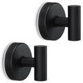 MNGD Towel Hooks Shower Suction Hook Towel Hanger for Bathroom Hanging Coat, Robe, Removable Wall Mounted Hook for Bedroom Kitchen Hotel Pool Matte Black(2-Pack)