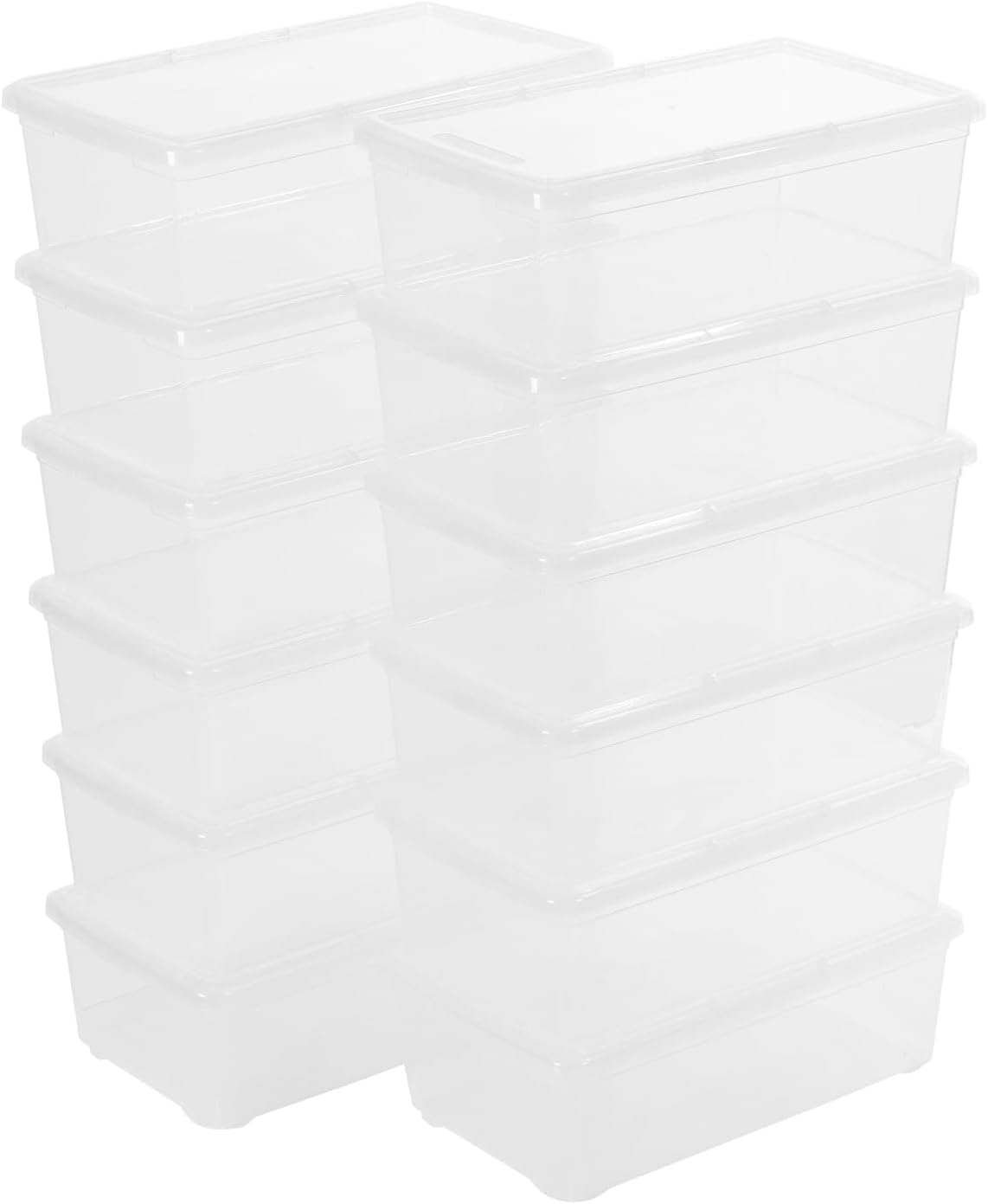 Novelinks 12-Pack Plastic Storage Bins - Stackable 6QT Clear Containers with Lids for Home & Office Organization