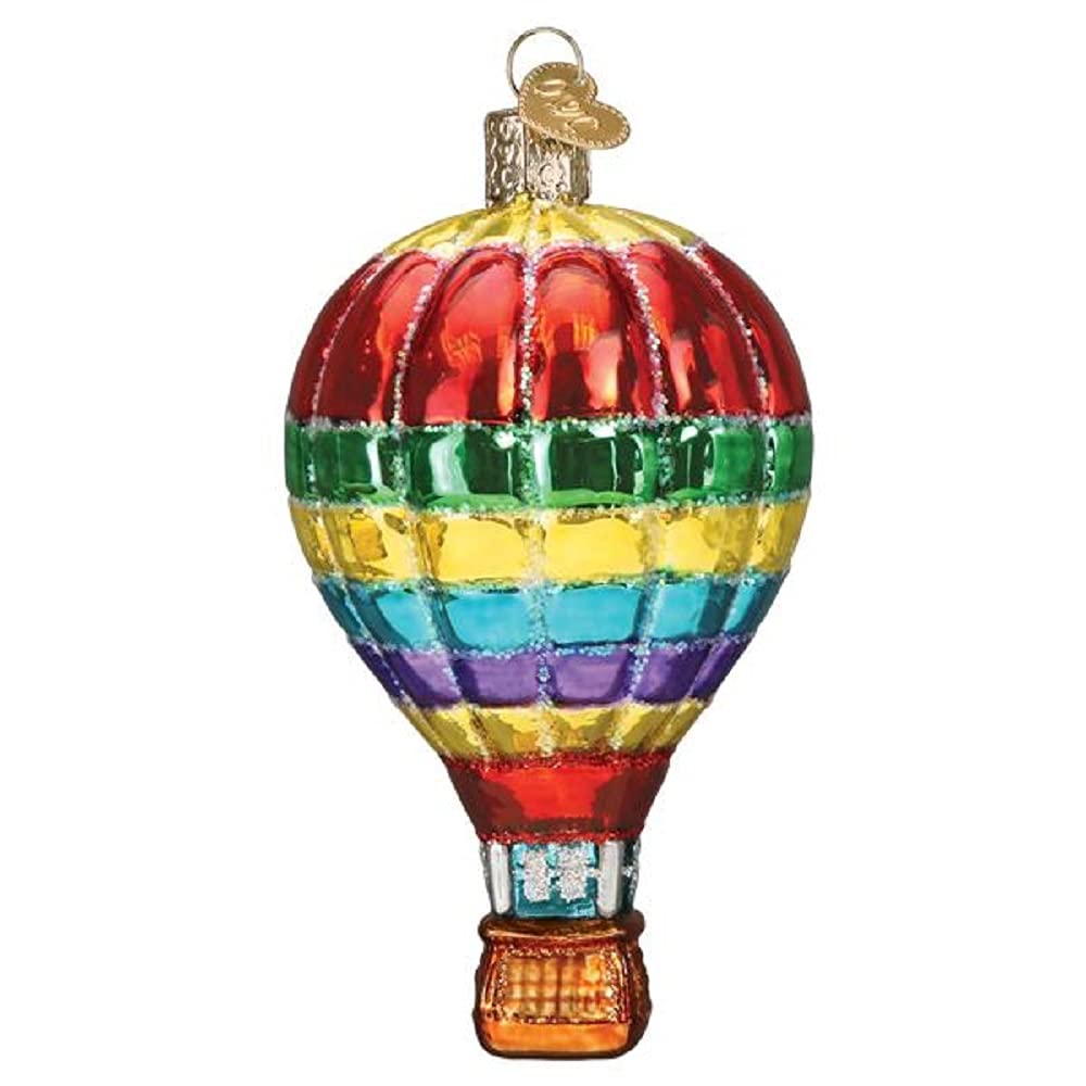 Old World Christmas Vibrant Hot Air Balloon Glass Blown Ornament for Christmas Tree, Handcrafted Holiday Decoration, Transportation Collection