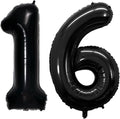 GOER Jumbo Number 16 Balloons - 42 Inch Foil Helium Decorations for Sweet 16 Birthday Party (Black)
