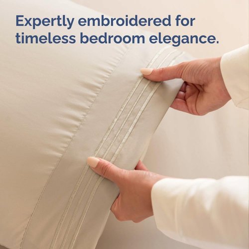 King Standard Pillow Cases - Soft Hotel Quality Pillowcase Covers | 4-Piece Set in Cream - Machine Washable