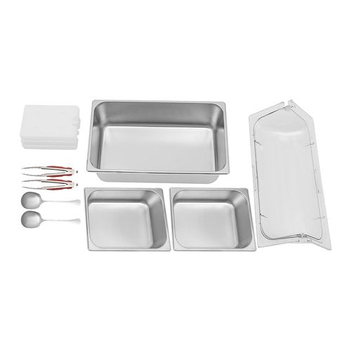 DONNGYZ Countertop Food Display Container 2 Pans with 3 Ice Packs Cold Food Serving Tray Buffet Condiment Dispenser Salad Dressing Appetizer Spice Fruit Cold Serving Buffet Tray