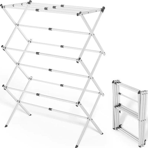 Maomo Metal Drying Rack - Tool-Free Installation, Space-Saving Telescoping Design | 16.93-29.92 Inches Wide, White