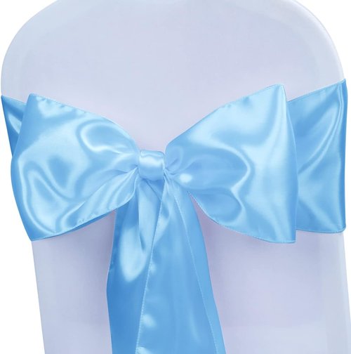 Babenest Satin Chair Sashes - Upgraded 30 Pcs Chair Ribbons & Bows for Weddings & Events | Baby Blue