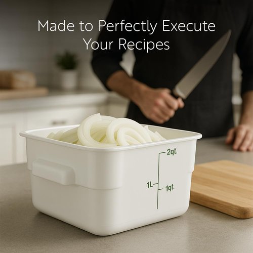 Restaurantware Food Storage Container 10 Pack of 6 qt Plastic Kitchen Storage Bin with Volume Markers Space-Efficient Design Dishwasher-Safe Polypropylene White