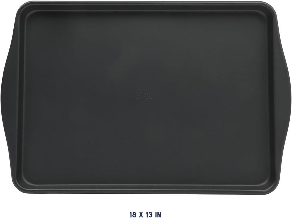 Oster Teston Nonstick Cookie Sheet - 18 x 13 Inch Carbon Steel Baking Pan | Matte Black, Warp-Resistant, PFAS-Free