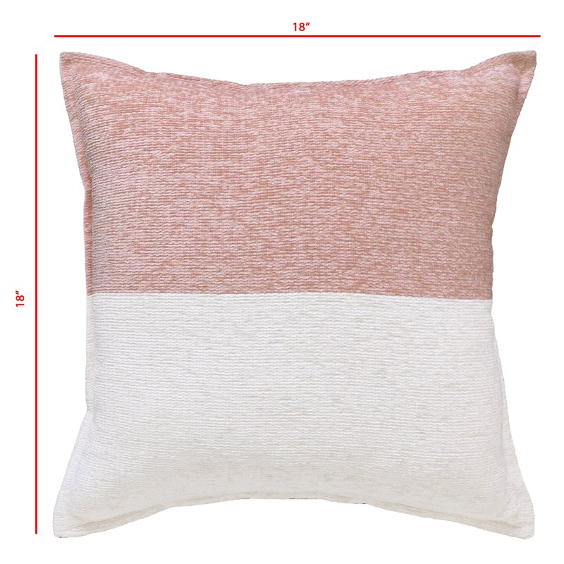 Pink Two-Tone Decorative Throw Pillow 18x18in - Soft Polyester Cotton Cover - Recycled Fill - Zippered & Washable - Pink