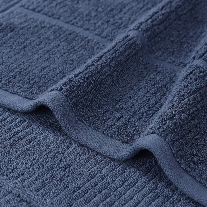 Navy Blue 2 Pack Bath Towels - Medium Weight Ribbed Cotton Towels - Superior Milo