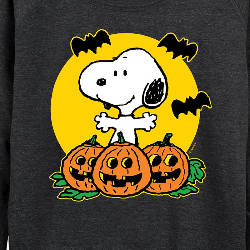 Peanuts Snoopy Pumpkin Patch Women's Long Sleeve Shirt Heather Charcoal 2X