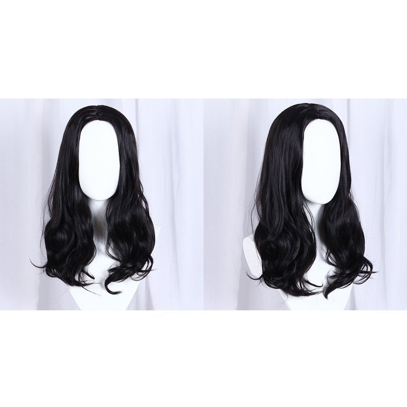 Curly Human Hair Wig for Women - 22" Medium Long Black