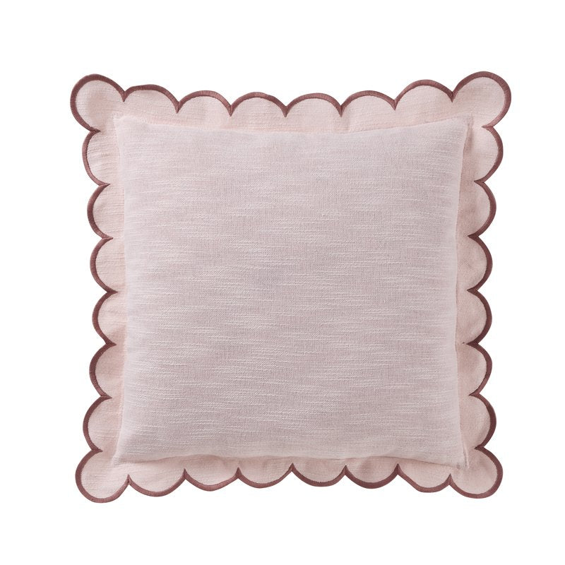 Home Decor Collection 19x19 Blush Pink Scallop Flange Cotton Pillow Set - 2 Pack