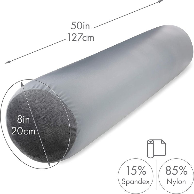 Silky Body Pillow Cover - Dark Grey, 85% Spandex/15% Nylon, Anti-Wrinkle & Hair Protecting, Standard