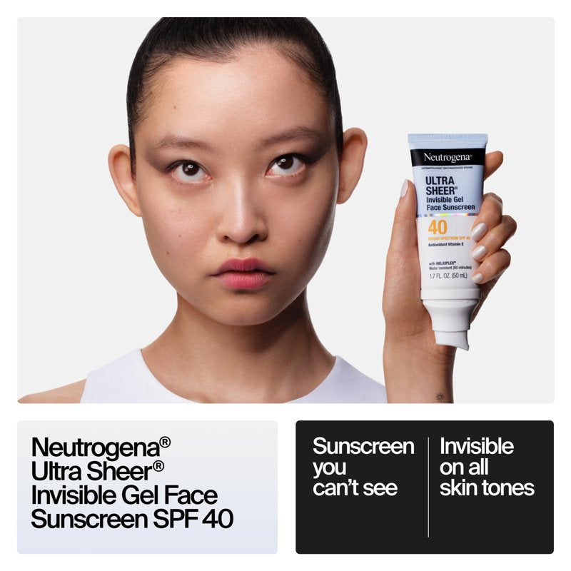 Invisible Gel Face Sunscreen SPF 40 - Lightweight & Water-Resistant