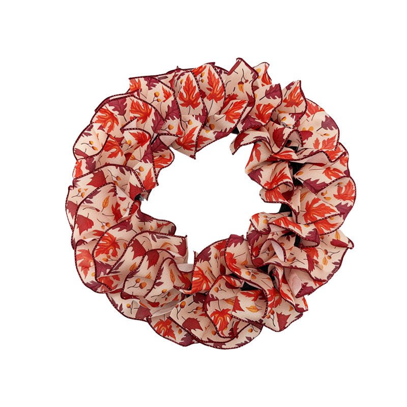 Nkmbld Fall Wreath for Front Door D-9 Large Halloween Thanksgiving Decor with Orange Maple Leaves