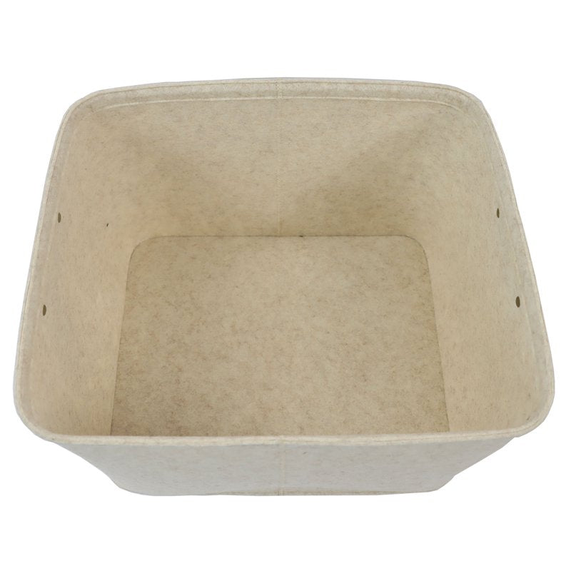 Large Decorative Storage Basket - Oatmeal Brown Felt, 3 Pack