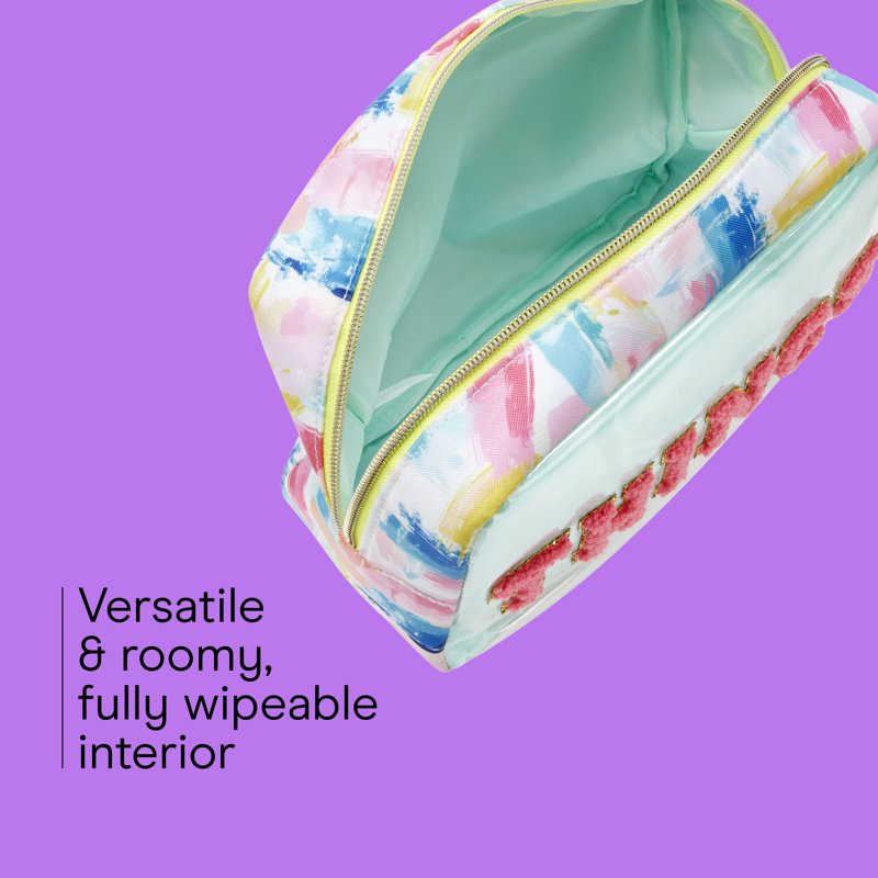Watercolor Organizer Bag - Clear PVC Beauty Storage with Gold Zipper