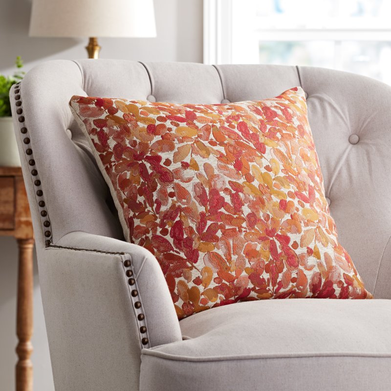 Decorative Botanical Throw Pillow 20x20 in Spice - Accent Cushion for Living Room & Bedroom