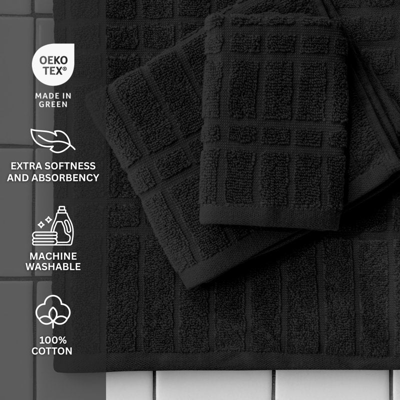 Mainstays Soft Touch Cotton 6-Piece Bath Towel Set - Black