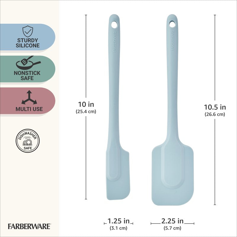 Silicone Kitchen Spatula Set - 2-Piece Slate Blue Design