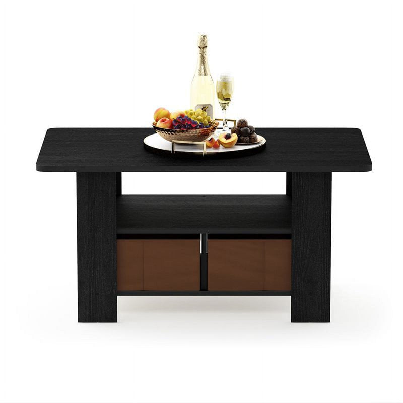 Modern Coffee Table with Bin Drawer - Medium Brown
