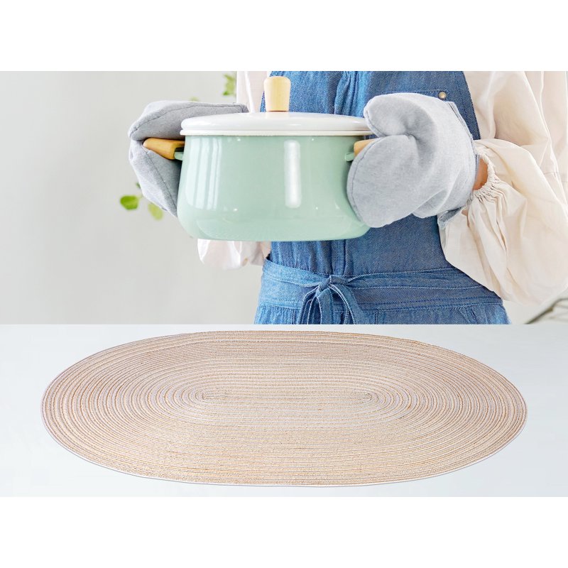 Oval Placemats for Dining Table - 6 Pack, Beige, 19.7" x 14"