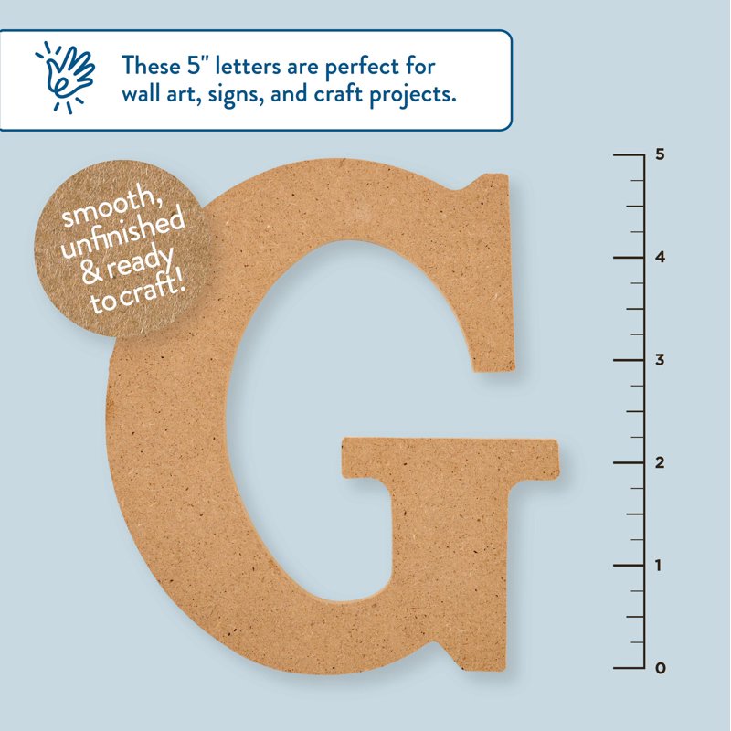 Unfinished Wood MDF Letter G - 5 Inch DIY Arts & Crafts