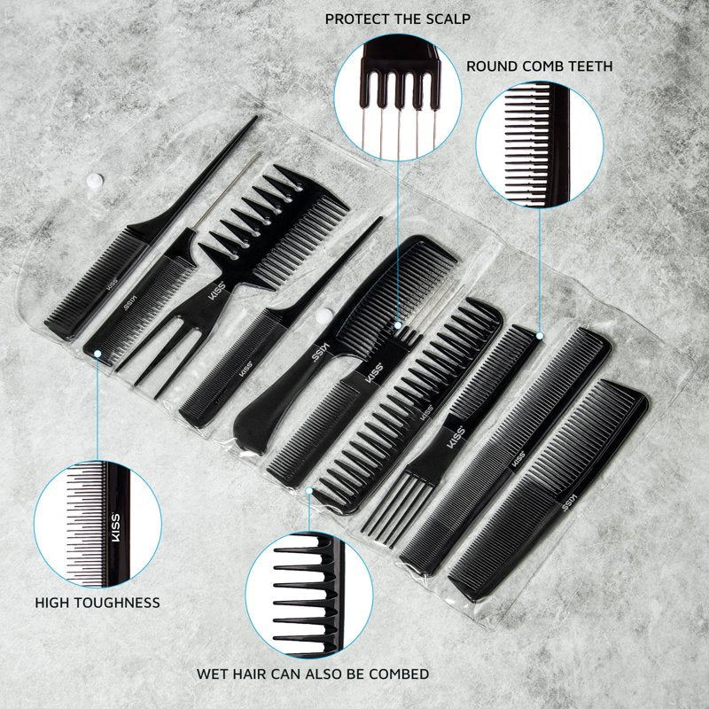 Carbon Fiber Rat Tail Hair Comb - Multipack Options Available