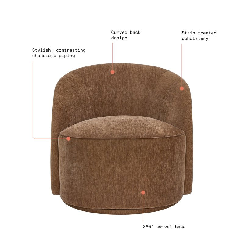Georgiana Swivel Chair - 360-Degree Comfort, Mid-Century Design