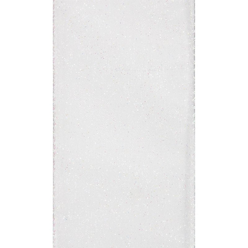 (2 Pack) Offray White 2.5 Inch Wired Edge Sheer Metallic Ribbon - 9 Feet for Weddings & Crafts