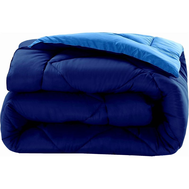 Oversized King Reversible Down Alternative Comforter Set - Navy & Aqua