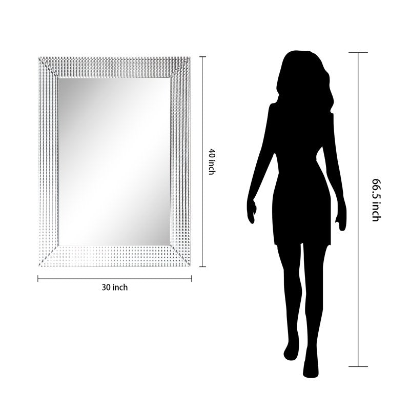 Empire Art 30x40 Inch Modern Beveled Glass Wall Mirror with Wooden Frame - Bathroom & Bedroom